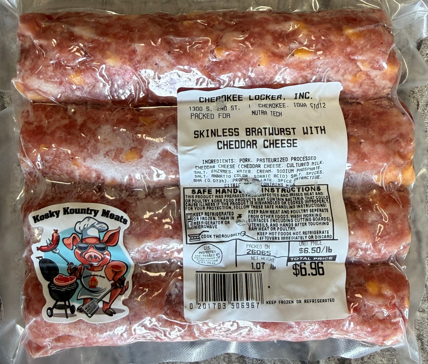 Cheddar Cheese Skinless Brat