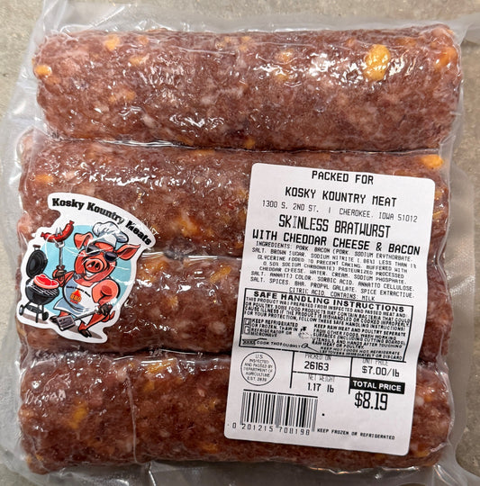 Bacon & Cheddar Skinless Brats