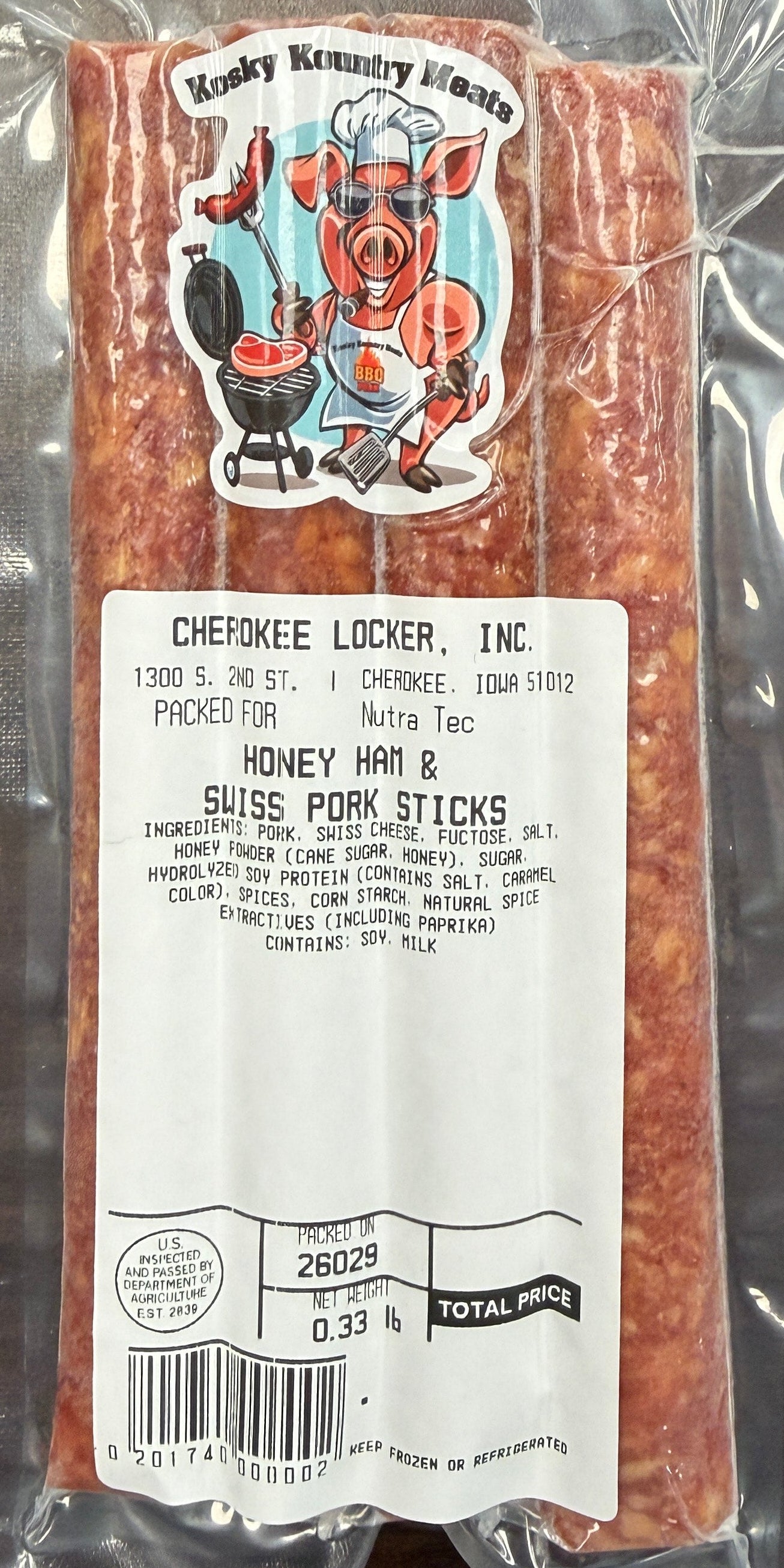 Honey Ham & Swiss Pork Sticks