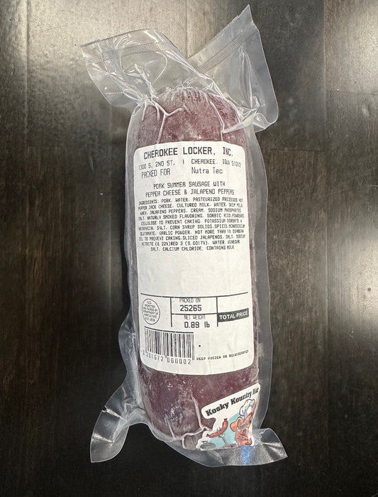 Pork Summer Sausage with Pepper Cheese and Jalapeno Peppers