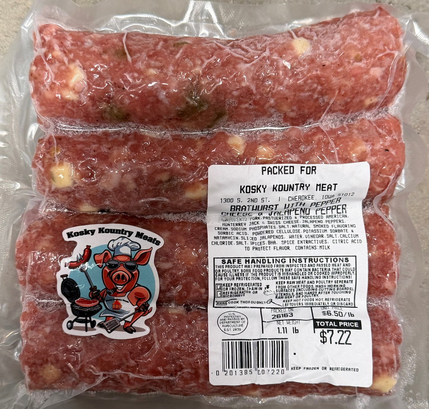 Jalapeno Peppercheese Skinless Brats